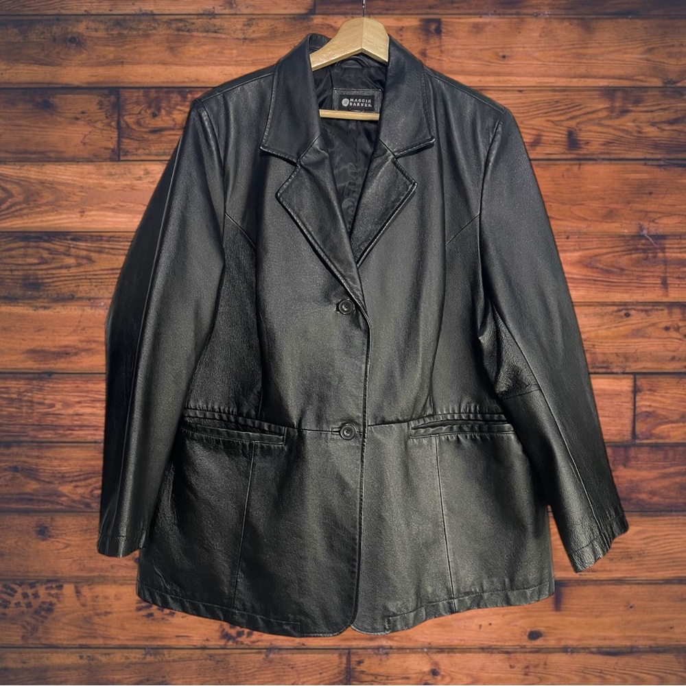 Maggie Barnes Black Leather Jacket 2X